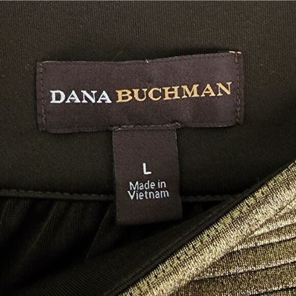 Dana Buchman Women's Short Sleeve Scoop Neck Gold Metallic Top Size Large - Picture 7 of 8